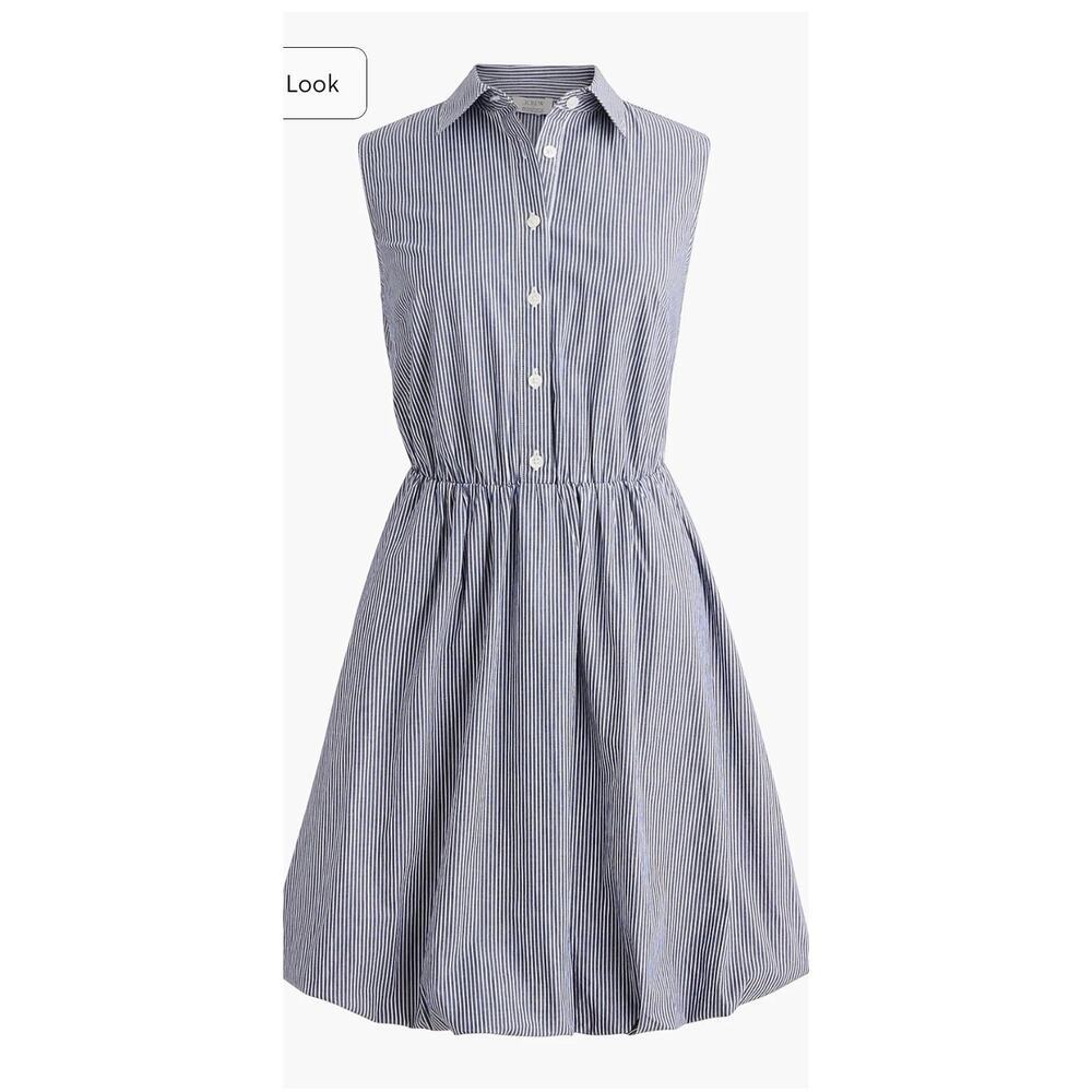 New! J.Crew Blue White Striped Button Down Bubble Hem Mini Dress Small/Med #75 - Picture 5 of 10